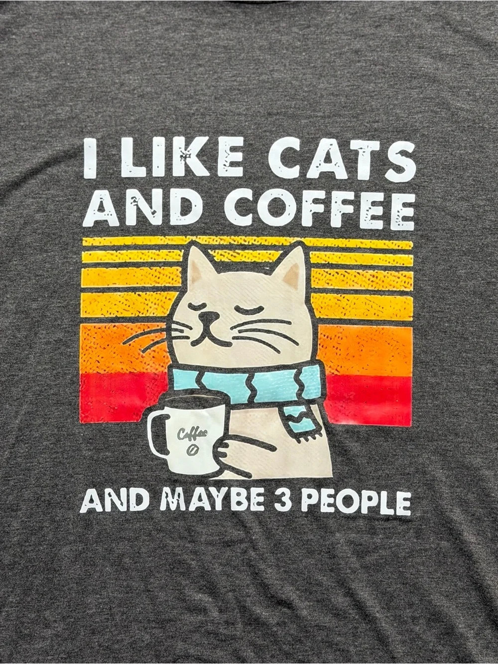 I Like Cats and Coffee Graphic Cat T-Shirt - Dark Gray unisex xl